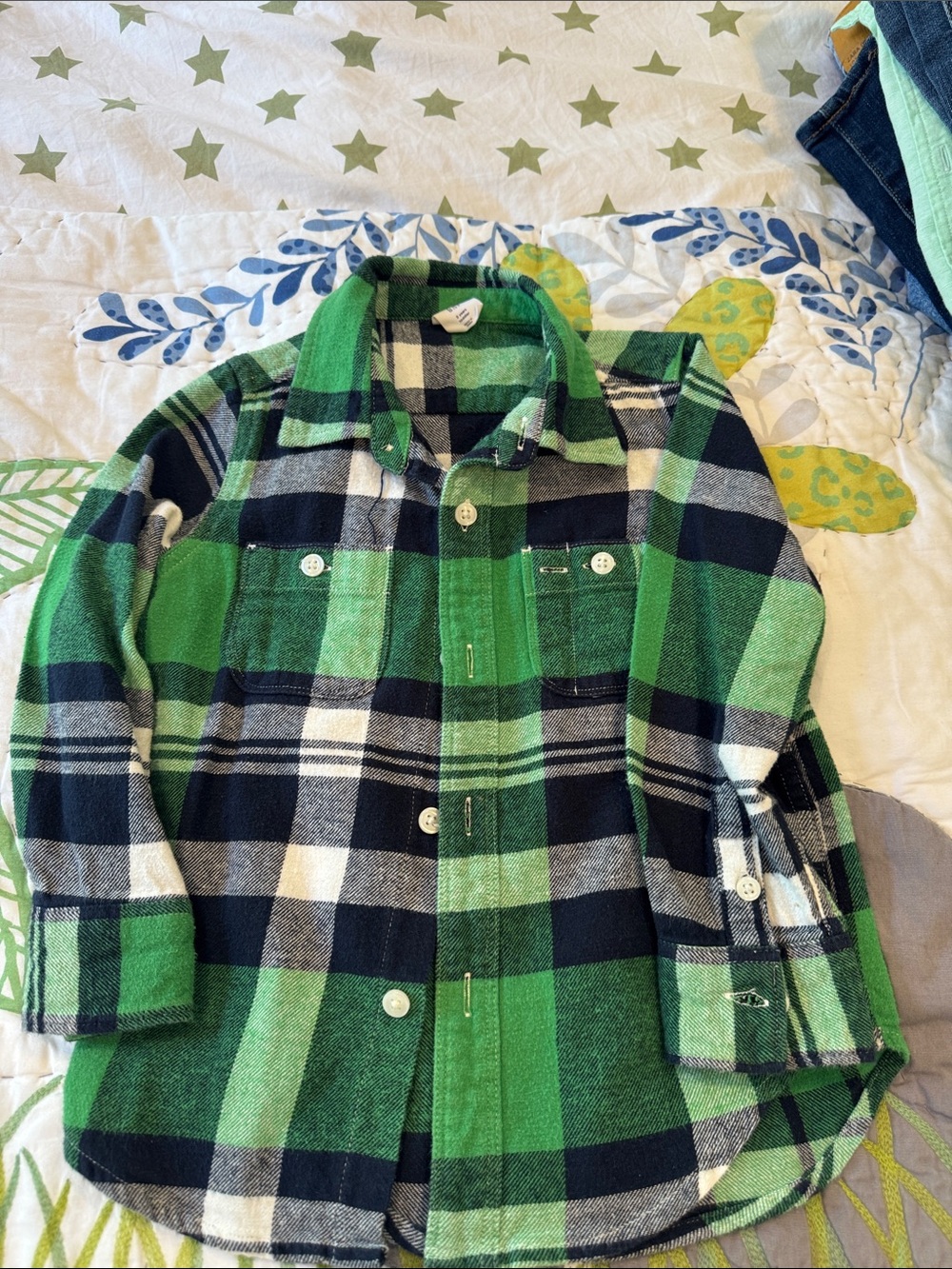 GAP Baby Green and Navy Plaid Shirt Jacket